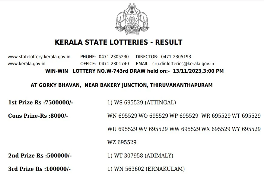 Win-Win Lottery Result